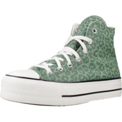 Buty CONVERSE CHUCK TAYLOR ALL STAR LIFT HI Zielony. Zielone trampki Converse, bez wzorów, z tkaniny, bez zapięcia. Za 346.99 zł.
