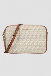 MICHAEL KORS Biała listonoszka z monogramem. Białe listonoszki Michael Kors, bez wzorów, eleganckie, bez dodatków. Za 1,089.99 zł.