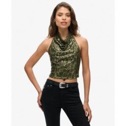 Top z cekinami z dekoltem typu halter Cowl. Żółte bielizna sportowa Superdry, bez wzorów. Za 342.70 zł.
