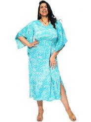 Aller Simplement Sukienka w kolorze turkusowo-białym rozmiar: 54-58. Białe sukienki Aller Simplement, na co dzień, bez wzorów, bez kołnierzyka, bez ramiączek, maxi, proste. Za 56.99 zł.