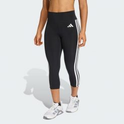 Legginsy 3/4 Optime Essentials Workout 3-Stripes. Białe legginsy Adidas, bez wzorów, z podwyższonym stanem. Za 179.00 zł.