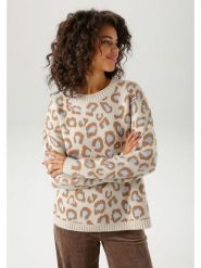 Aniston Sweter w kolorze jasnobrązowo-błękitno-beżowym rozmiar: 38. Brązowe swetry Aniston, bez wzorów, bez ramiączek. Za 56.99 zł.