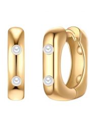 Yokoamii Pozłacane kolczyki-kreole rozmiar: onesize. Białe kolczyki Yokoamii, z perłą, metalowe. Za 39.99 zł.