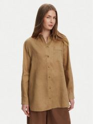 Max Mara Leisure Koszula Noel 2516111018 Brązowy Regular Fit. Brązowe koszule Max Mara Leisure, bez wzorów, ze lnu, bez kołnierzyka, bez ramiączek. Za 749.99 zł.