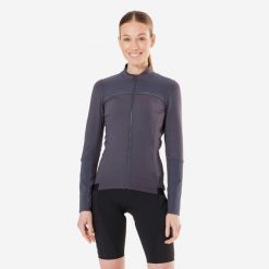 Bluza rowerowa damska Rockrider XC długi rękaw. Niebieskie bluzy ROCKRIDER, l, bez wzorów, z elastanu, bez kaptura. Za 179.99 zł.