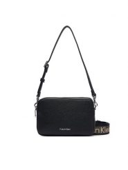 Calvin Klein Torebka Webbing 2X Strap Camera Bag LV04F3656G Czarny. Czarne listonoszki Calvin Klein, bez wzorów, ze skóry, bez dodatków. Za 409.99 zł.