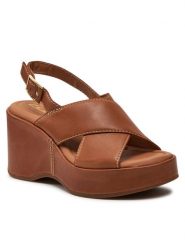 Clarks Sandały Manon Wish 26176303 Brązowy. Brązowe sandały Clarks, bez wzorów, ze skóry, bez obcasa, na koturnie, bez zapięcia. Za 679.99 zł.