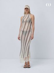 LeGer Sukienka plażowa "Salma" w kolorze kremowo-granatowym rozmiar: 42. Brązowe sukienki LeGer, na plażę, bez wzorów, z bawełny, bez kołnierzyka, bez ramiączek, maxi. Za 239.99 zł.