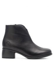 Remonte Botki R8870-00 Czarny. Czarne botki Remonte, bez wzorów, ze skóry, bez obcasa, na słupku, bez zapięcia. Za 419.99 zł.