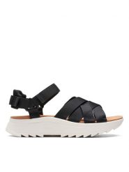 Clarks Skórzane sandały "DashLite Cross" w kolorze czarnym rozmiar: 37. Czarne sandały Clarks, bez wzorów, klasyczne, z otwartym noskiem, bez obcasa, bez zapięcia. Za 188.95 zł.