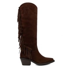 Kozaki Badura. Brązowe kozaki Badura, bez obcasa, na słupku, bez zapięcia. Za 579.99 zł.