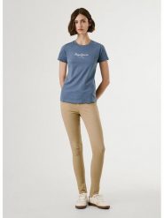 Pepe Jeans Koszulka "New Virginia" w kolorze szaroniebieskim rozmiar: XL. Niebieskie bluzki Pepe Jeans, xl, bez wzorów, z jeansu, bez kołnierzyka, bez ramiączek. Za 83.03 zł.