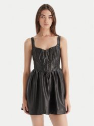 Bardot Sukienka z imitacji skóry Savoy 60114DB Czarny Regular Fit. Czarne sukienki Bardot, bez wzorów, ze skóry, bez kołnierzyka, bez ramiączek. Za 639.99 zł.