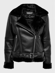 ONLY Kurtka z imitacji skóry Agnete 15260002 Czarny Regular Fit. Czarne kurtki Only, xs, bez wzorów, ze skóry, bez kaptura. Za 379.99 zł.