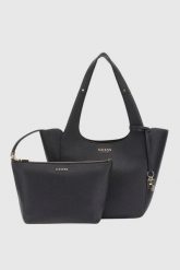 GUESS Czarna shopperka damska Calista 2 In 1. Czarne torebki klasyczne Guess, z aplikacjami, ze skóry ekologicznej, duże, bez dodatków. W wyprzedaży za 524.59 zł.