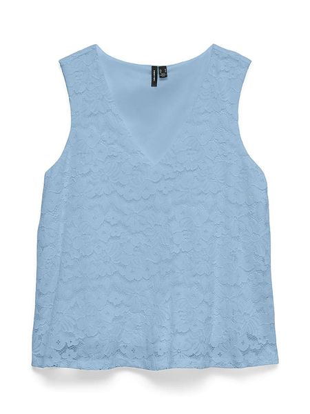 Vero Moda Bluzka w kolorze błękitnym rozmiar: M. Niebieskie bluzki Vero Moda, m, bez wzorów, z koronki, bez kołnierzyka, bez ramiączek. Za 110.81 zł.