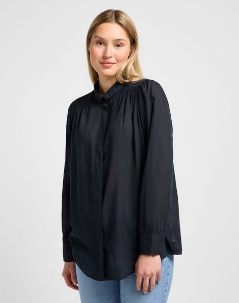 DAMSKA KOSZULA LEE SHIRRED BLOUSE UNIONALL BLK 112341608. Koszule Lee, xs, bez wzorów, bez kołnierzyka, bez ramiączek. Za 169.99 zł.