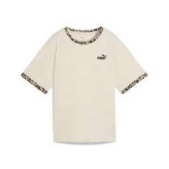 Damska luźna koszulka Essential ze zwierzęcym nadrukiem PUMA Alpine Snow White. Białe bluzki Puma, bez wzorów, eleganckie, bez kołnierzyka, bez ramiączek. Za 109.00 zł.