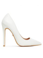 DeeZee Szpilki HT92831-41 Biały. Białe szpilki DeeZee, bez wzorów, ze skóry, bez obcasa, na szpilce, bez zapięcia. Za 139.99 zł.