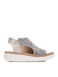 Rieker Sandały CEO-69284-90 Niebieski. Niebieskie sandały Rieker, bez wzorów, z materiału, bez obcasa, na koturnie, bez zapięcia. Za 329.99 zł.