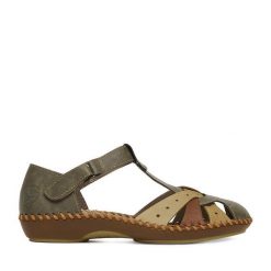 Sandały Rieker. Zielone sandały Rieker, bez wzorów, bez obcasa, na płaskiej podeszwie, bez zapięcia. Za 339.99 zł.