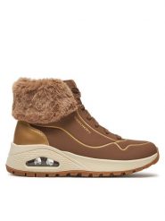 Skechers Botki 167993/TPGD Brązowy. Brązowe botki Skechers, bez wzorów, ze skóry, bez obcasa, na płaskiej podeszwie, bez zapięcia. Za 429.99 zł.