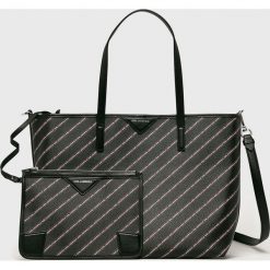 Karl Lagerfeld - Torebka. Czarne shopper KARL LAGERFELD, bez wzorów, z materiału, casualowe, do ręki, duże, z nadrukiem, bez dodatków. W wyprzedaży za 699.90 zł.