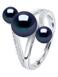 Pearl Addict Srebrny pierścionek z perłami rozmiar: onesize. Niebieskie pierścionki Pearl Addict, z cyrkonią, srebrne. Za 325.79 zł.