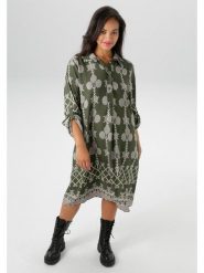 Aniston Sukienka w kolorze khaki rozmiar: 50. Brązowe sukienki Aniston, bez wzorów, z wiskozy, bez kołnierzyka, bez ramiączek, midi. Za 95.99 zł.