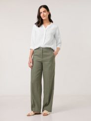 Gerry Weber Lniane spodnie w kolorze khaki rozmiar: 40. Brązowe spodnie materiałowe Gerry Weber, na co dzień, bez wzorów, ze lnu, z podwyższonym stanem. Za 240.99 zł.
