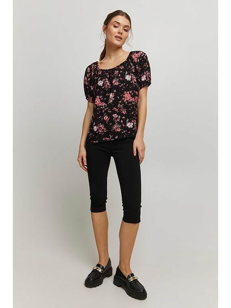 B.young Koszulka w kolorze czarno-różowym rozmiar: 40. Czarne bluzki b.young, s, bez wzorów, z wiskozy, klasyczne, bez kołnierzyka, bez ramiączek. Za 34.77 zł.