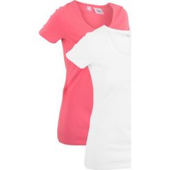 Długi shirt sportowy (2 szt.), krótki rękaw bonprix jasnoróżowy + biały. Czerwone koszulki sportowe bonprix, bez wzorów, bez ramiączek. Za 55.98 zł.
