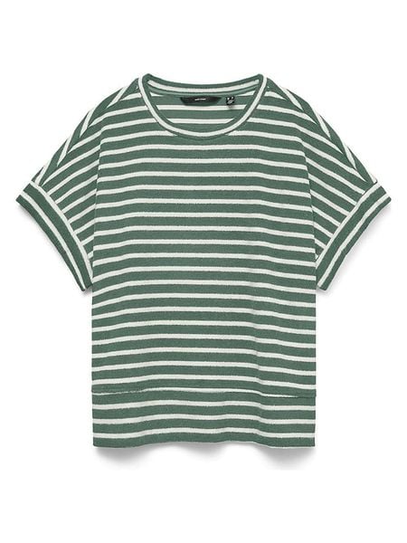 Vero Moda Koszulka w kolorze zielono-białym rozmiar: L. Zielone bluzki Vero Moda, l, bez wzorów, bez kołnierzyka, bez ramiączek. Za 129.95 zł.