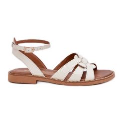 Lewski Shoes Skórzane Sandały Damskie Na Płaskim Obcasie Zazoo 3688 Ecru białe. Białe sandały bez wzorów, ze skóry, biznesowe, bez obcasa, na płaskiej podeszwie, bez zapięcia. Za 418.45 zł.