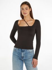 TOMMY JEANS Koszulka w kolorze czarnym rozmiar: L. Czarne bluzki Tommy Jeans, l, bez wzorów, z jeansu, bez kołnierzyka, bez ramiączek. Za 96.83 zł.