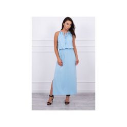SUKIENKA ARIANA BŁĘKITNA. Czerwone sukienki Meleksima, na co dzień, bez wzorów, z materiału, bez kołnierzyka, bez ramiączek, maxi, proste. Za 189.00 zł.