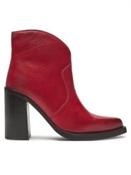 Bronx Botki Mya-Mae 34331-V Czerwony. Czerwone botki Bronx, bez wzorów, ze skóry, bez obcasa, na słupku, bez zapięcia. Za 499.99 zł.