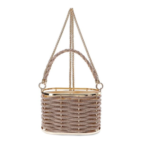 Złota Torebka Sca'Viola Ekskluzywny Kuferek Damski Premium. Żółte torebki klasyczne Sca'viola, z aplikacjami, z materiału, bez dodatków. Za 195.99 zł.