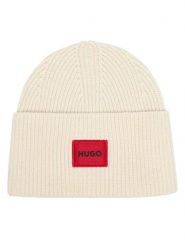HUGO Czapka Saffa 50502579 Kremowy. Białe czapki Hugo, bez wzorów, z wełny. Za 299.99 zł.
