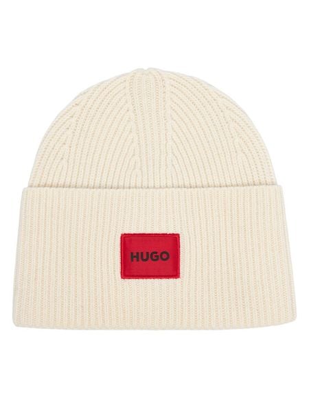 HUGO Czapka Saffa 50502579 Kremowy. Białe czapki Hugo, bez wzorów, z wełny. Za 299.99 zł.