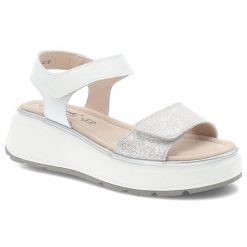 Srebrne Sandały S.Barski Modne Obuwie Damskie Na Platformie. Szare sandały S.BARSKI, bez wzorów, z materiału, eleganckie, bez obcasa, na platformie, bez zapięcia. Za 189.00 zł.