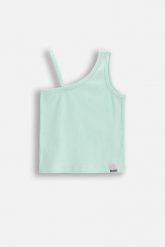 T-shirt prążkowany bez rękawów. Zielone t-shirty COCCODRILLO, m, z aplikacjami, prążkowane, bez kołnierzyka, bez ramiączek. W wyprzedaży za 29.90 zł.