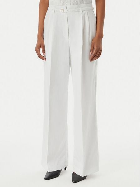 Tommy Hilfiger Spodnie materiałowe WW0WW48884 Biały Wide Leg. Białe spodnie materiałowe TOMMY HILFIGER, bez wzorów, z bawełny. Za 457.99 zł.