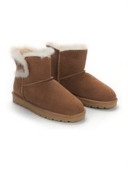 NICEBAY Skórzane botki zimowe "Labriela" w kolorze jasnobrązowym rozmiar: 38. Brązowe botki NICEBAY, na zimę, z aplikacjami, z materiału, bez obcasa, bez zapięcia. Za 215.21 zł.