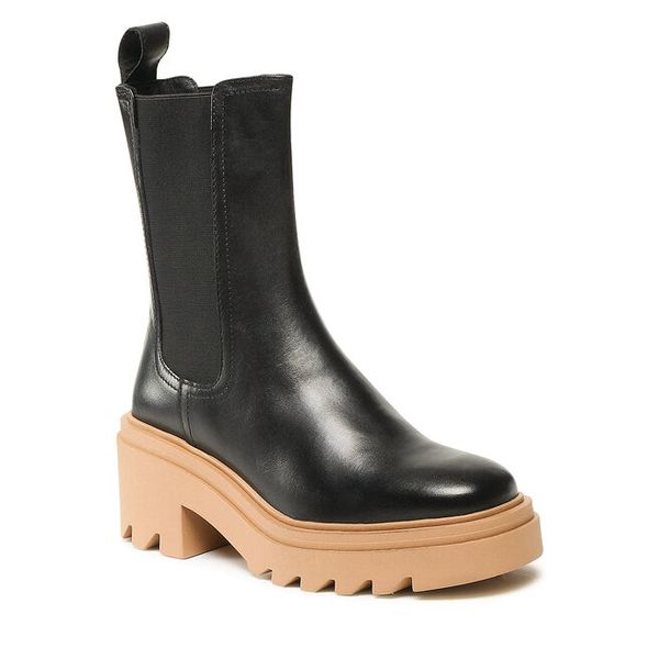 Botki GINO ROSSI. Czarne botki Gino Rossi, bez wzorów, bez obcasa, na słupku, bez zapięcia. Za 219.99 zł.