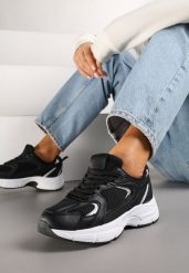 Czarne Sneakersy na Grubej Podeszwie z Cholewką z Siateczką Zollexia. Czarne obuwie sportowe Renee, na lato, z jeansu, bez zapięcia. Za 79.99 zł.