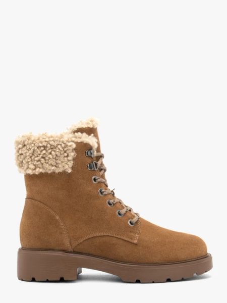 Rude śniegowce z futerkiem. Brązowe trapery i śniegowce Ryłko, ze skóry. Za 499.99 zł.