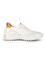 Gabor Skórzane sneakersy w kolorze kremowo-pomarańczowym rozmiar: 38. Brązowe trampki Gabor, bez wzorów, ze skóry, bez zapięcia. Za 271.95 zł.
