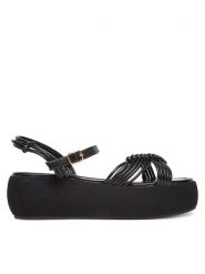 Roxy Sandały 2777019 Czarny. Czarne sandały Roxy, bez wzorów, z materiału, bez obcasa, na koturnie, bez zapięcia. Za 159.99 zł.
