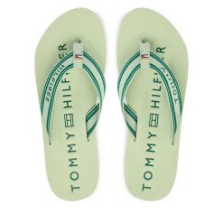 Japonki Tommy Hilfiger. Zielone klapki TOMMY HILFIGER, bez wzorów, bez obcasa. Za 169.99 zł.